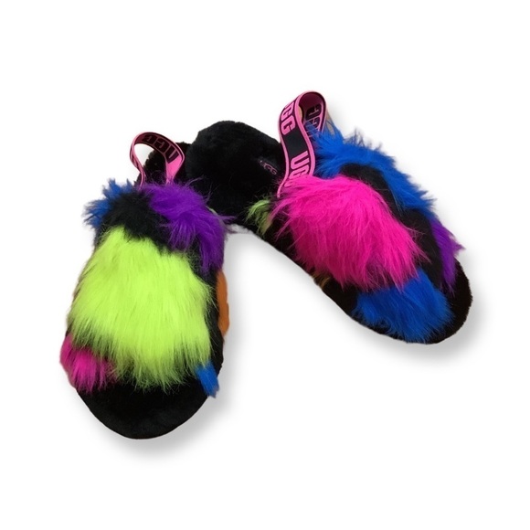 UGG Size 8 fluff yeah multicolor party spots sandals. New Without Box. - Picture 1 of 6